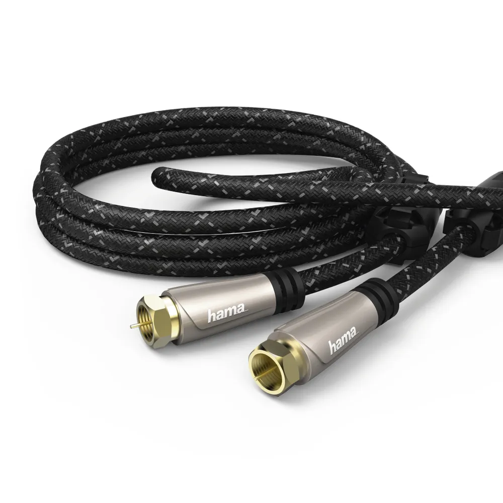 SAT-Anschlusskabel, F-Stecker - F-Stecker, Metall, vergoldet, 5,0 m, 120 dB (00179217)