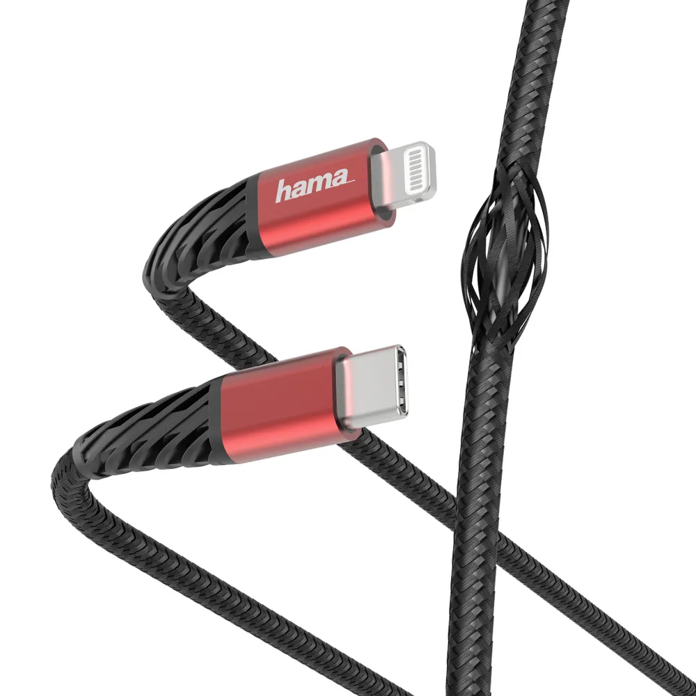 "Schnelllade-/Datenkabel ""Extreme"", USB-C - Lightning, 1,5 m, Schwarz/Rot (00183294)"