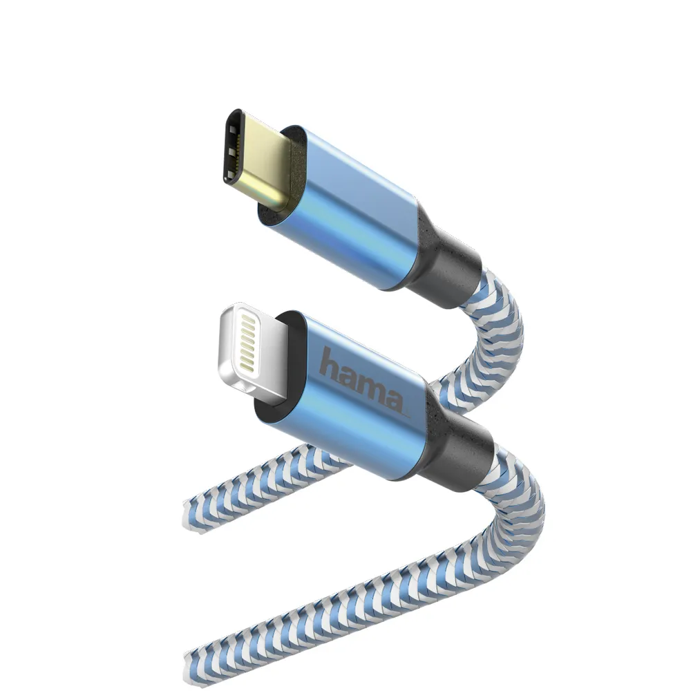 "Schnelllade-/Datenkabel ""Reflective"", USB-C - Lightning, 1,5 m, blau (00183311)"
