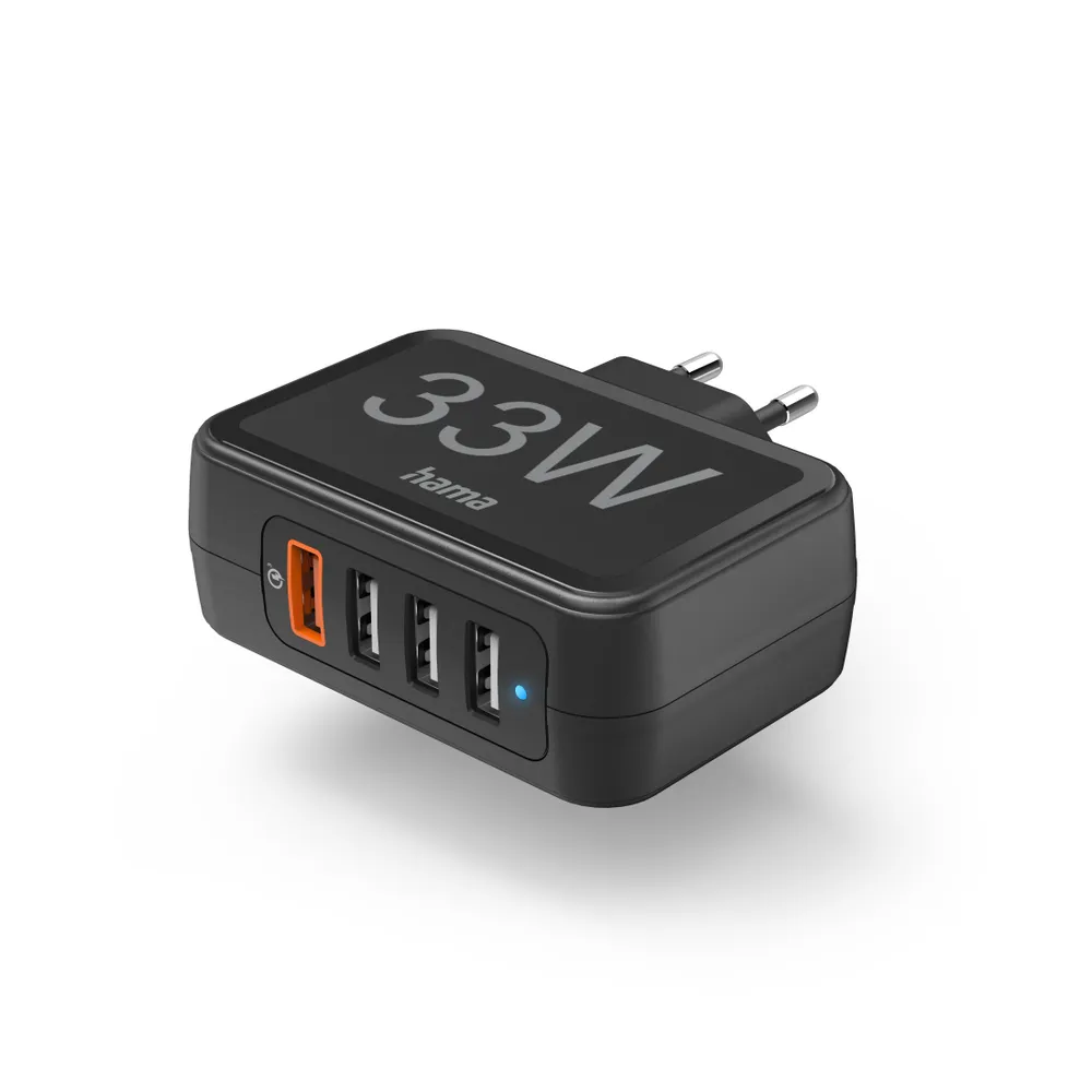 Schnellladegerät, 1x USB-C, 3x USB-A, 33 W, Schwarz (00201629)