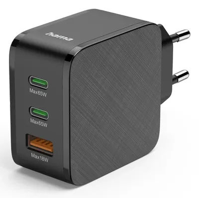 Schnellladegerät, 2x USB-C, 1x USB-A, PD, 65 W, Schwarz (00201961) Schnellladegerät (USB-A + USB-C)