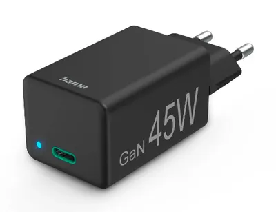 Schnellladegerät, GaN, USB-C, Mini-Ladegerät, PD, 45 W, Schwarz (00201648)