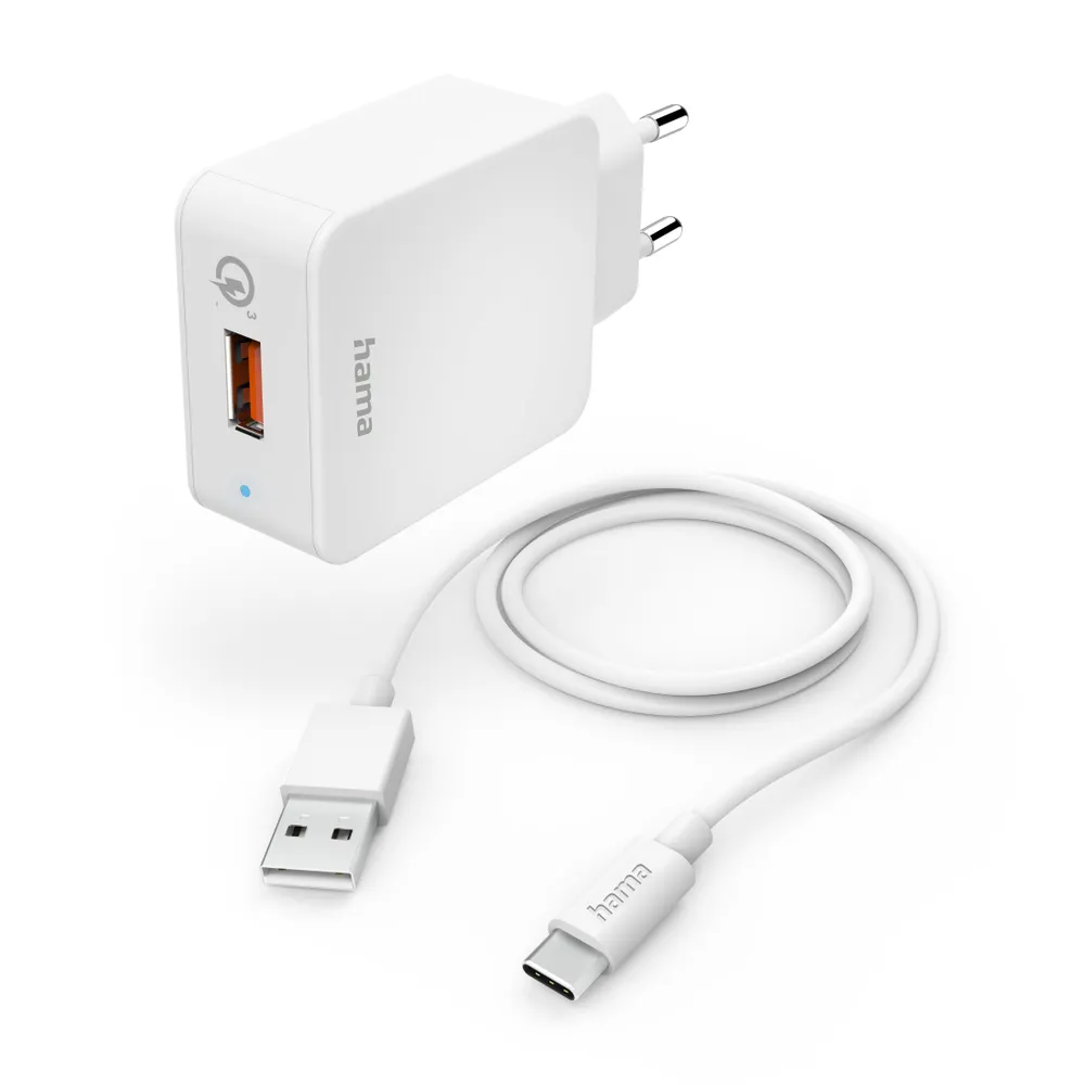 Schnellladegerät mit Ladekabel USB-C, 19,5 W, 1,5 m, Weiß (00201626)