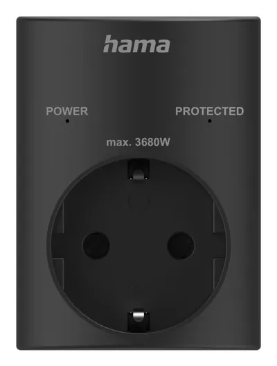 Steckdosenadapter, Schutzkontakt, Überspannungsschutz, Netzspannung, Schw. (00223325)