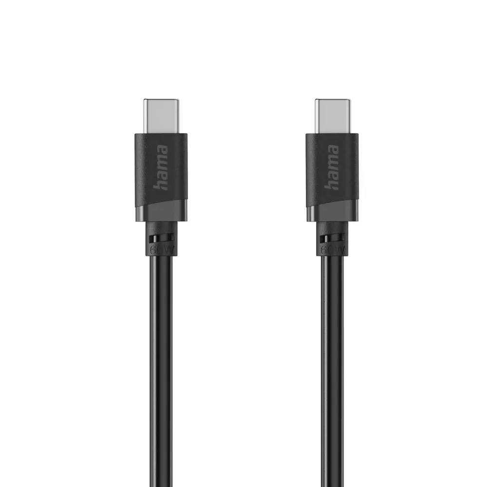 USB-C auf USB-C Kabel Ladekabel, USB-C - USB-C, 60 W, 0,5 m, Schwarz (00201819)