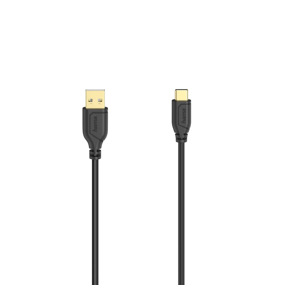 "USB-C-Kabel ""Flexi-Slim"", USB 2.0, 480 Mbit/s, Schwarz, 0,75 m (00200634)"