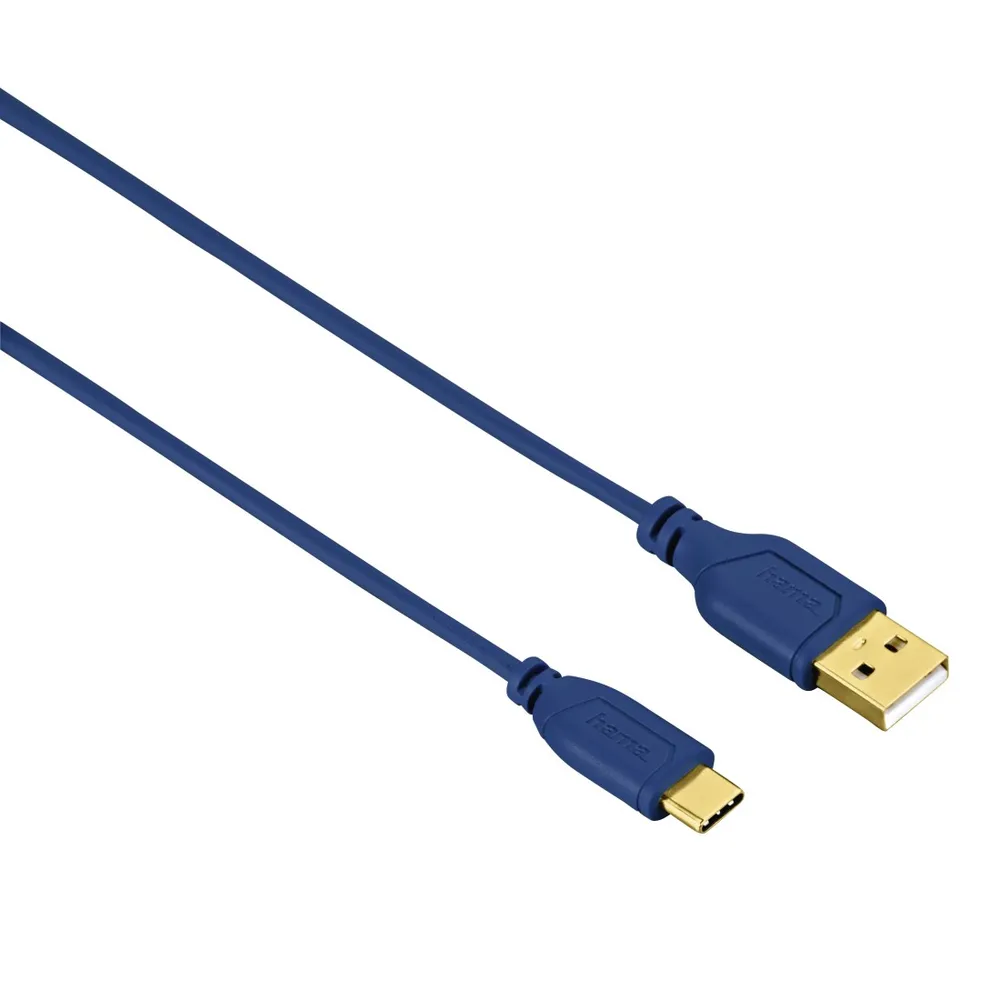 "USB-C-Kabel ""Flexi-Slim"", vergoldet, verdrehsicher, Blau, 0,75 m (00135785)"