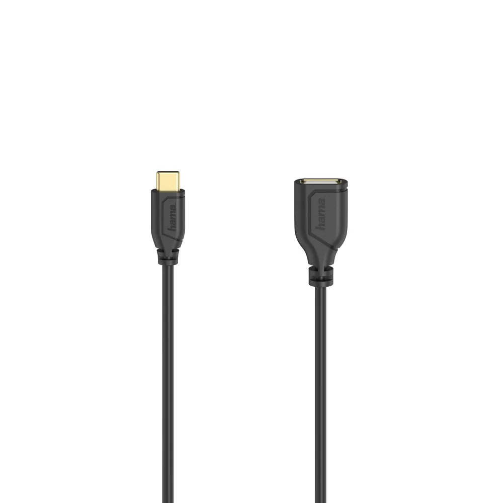"USB-C-OTG-Kabel ""Flexi-Slim"", USB 2.0, 480 Mbit/s, Schwarz, 0,15 m (00200638)"