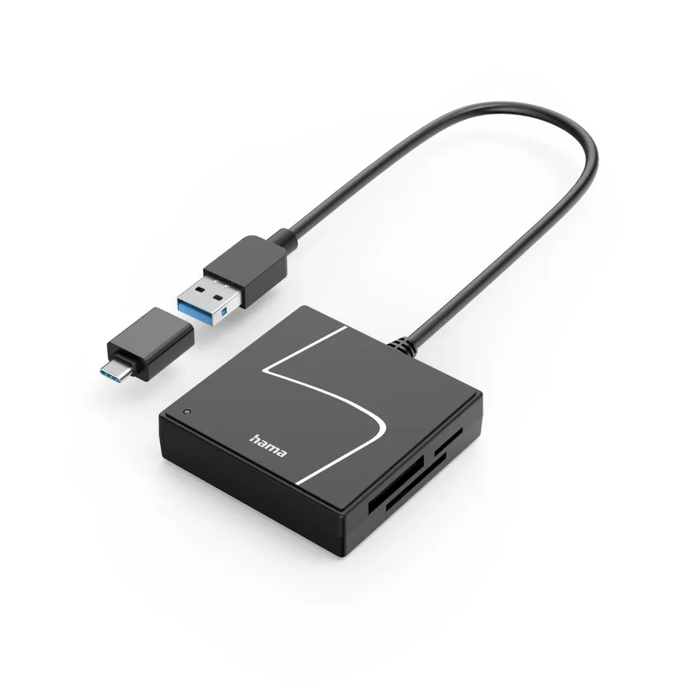 USB-Kartenleser, USB-A, mit USB-C-Adapter, USB 3.2 Gen1, SD/micro SD/CF/MS (00200148)