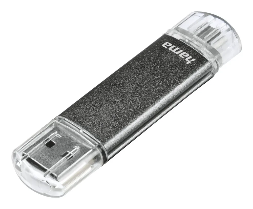 "USB-Stick ""Laeta Twin"", USB 2.0, 64GB, 15MB/s, Grau (00123926)"