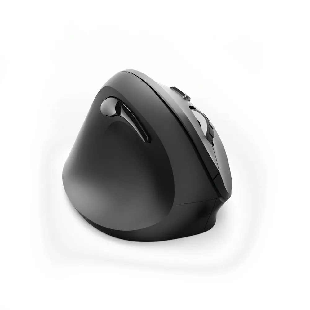 Vertikale, ergonomische Linkshänder-Funkmaus "EMW-500L", 6 Tasten, Schwarz