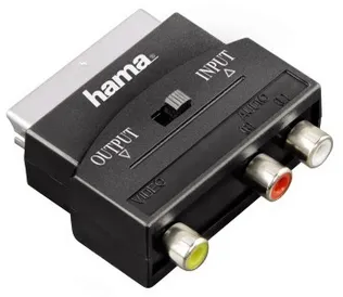 Video-Adapter, 3 Cinch-Kupplungen (1x Video/Audio L u. R) - Scart-Stecker (00122239)