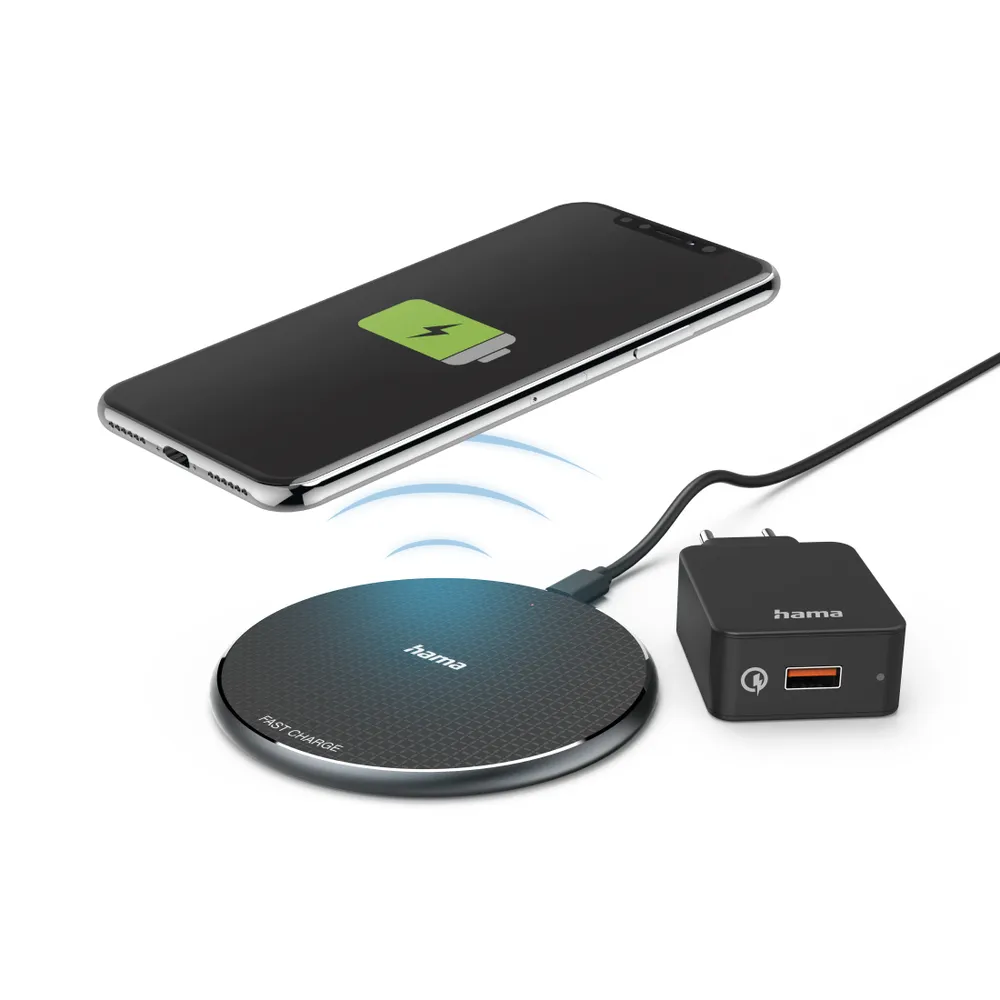 "Wireless Charger Set ""QI-FC10"", 10 W, kabelloses Smartphone-Ladepad, Schw. (00201688)"