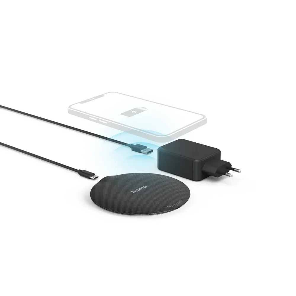 "Wireless Charger Set ""QI-FC15 Metal"" 15W, kabelloses Smartphone-Ladepad, SW (00201687)"