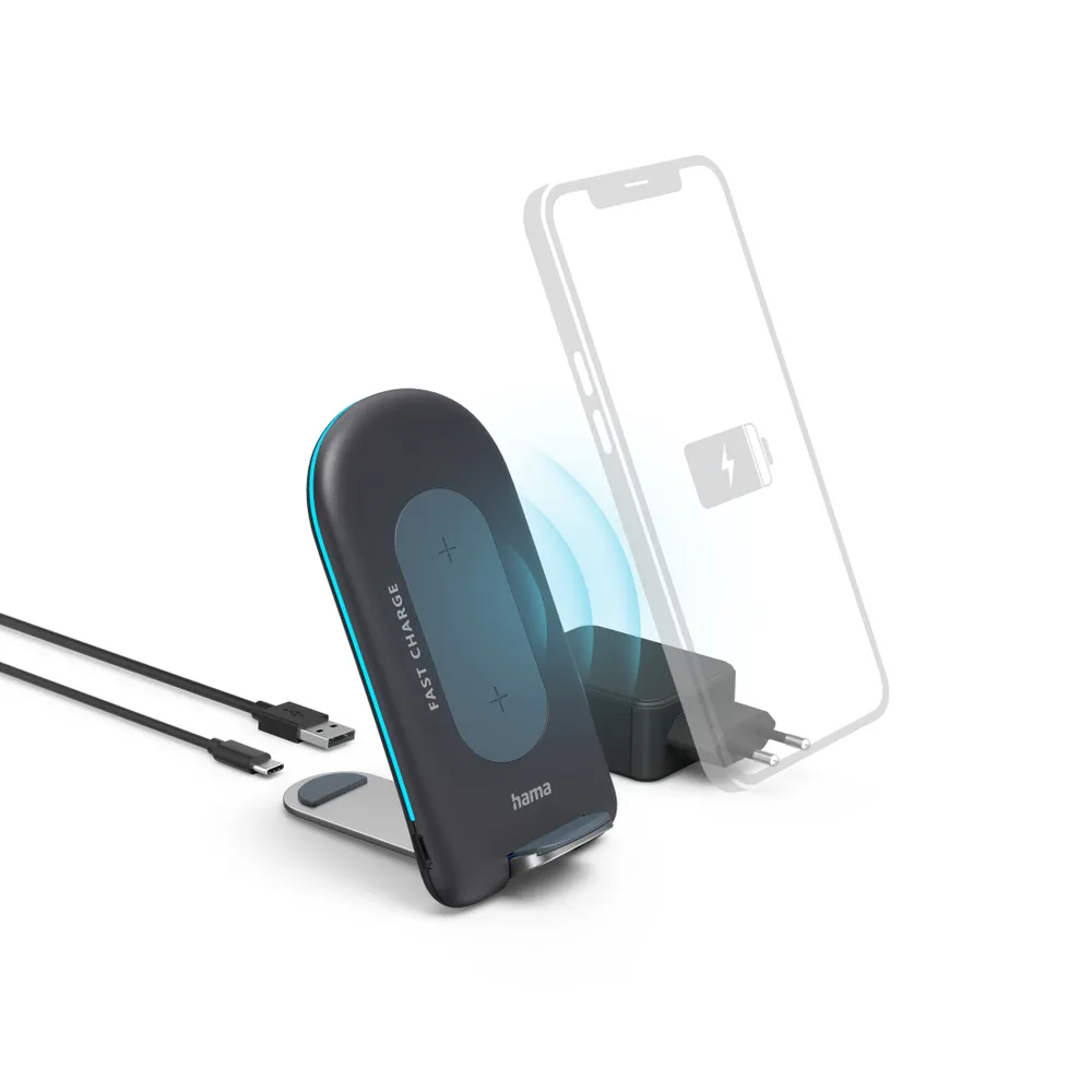 "Wireless Charger Set ""QI-FC15S"" 15W, kabellose Smartphone-Ladestation, Grau (00201689)"