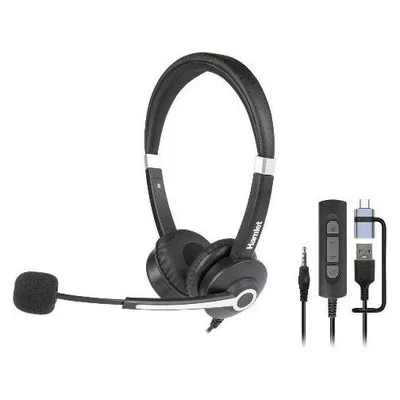 Hamlet HHEADM-UJX kabelgebundene Kopfhörer USB-C und 3,5 mm Klinke für Anrufe schwarz