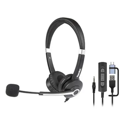 Hamlet HHEADM-UJX kabelgebundene Kopfhörer USB-C und 3,5 mm Klinke für Anrufe schwarz