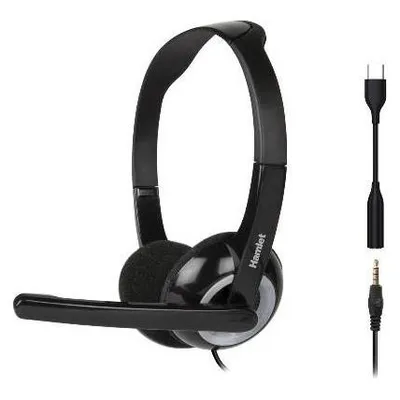 Hamlet HHEADMUS-CJ kabelgebundene USB-C und Klinke Headset für Büro und Callcenter schwarz