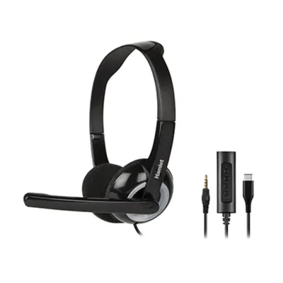 Hamlet HHEADMUS-CJ kabelgebundene USB-C und Klinke Headset für Büro und Callcenter schwarz