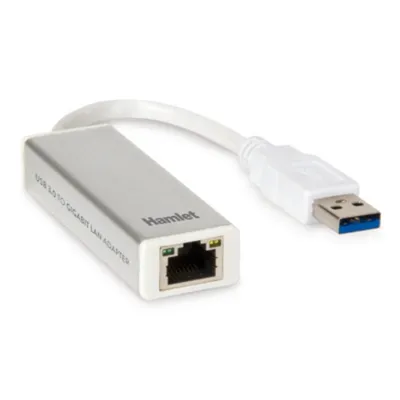 Netzwerkkarte Hamlet HNU3GIGA Kabelgebunden USB Ethernet 1000 Mbit/s Weiß