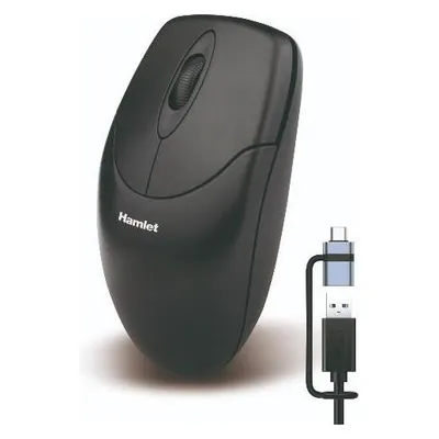Ratón Hamlet XMICEU2-CX USB Optisch Schwarz Ambidextrisch Kompakt