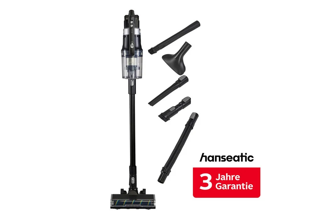Hanseatic Akku-Hand-und Stielstaubsauger HVS450BMC Akku Staubsauger, LED Beleuchtung, HEPA H12 Filter, 450 W, beutellos, inkl. 3 Jahre Herstellergarantie