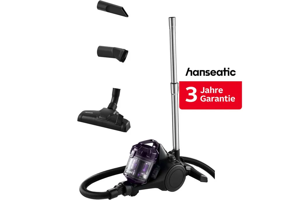 Hanseatic Bodenstaubsauger Zyklon Technologie, Hepa H12 Filter, 9m Aktionsradius, 700 W, beutellos, inkl. 3 Jahre Herstellergarantie