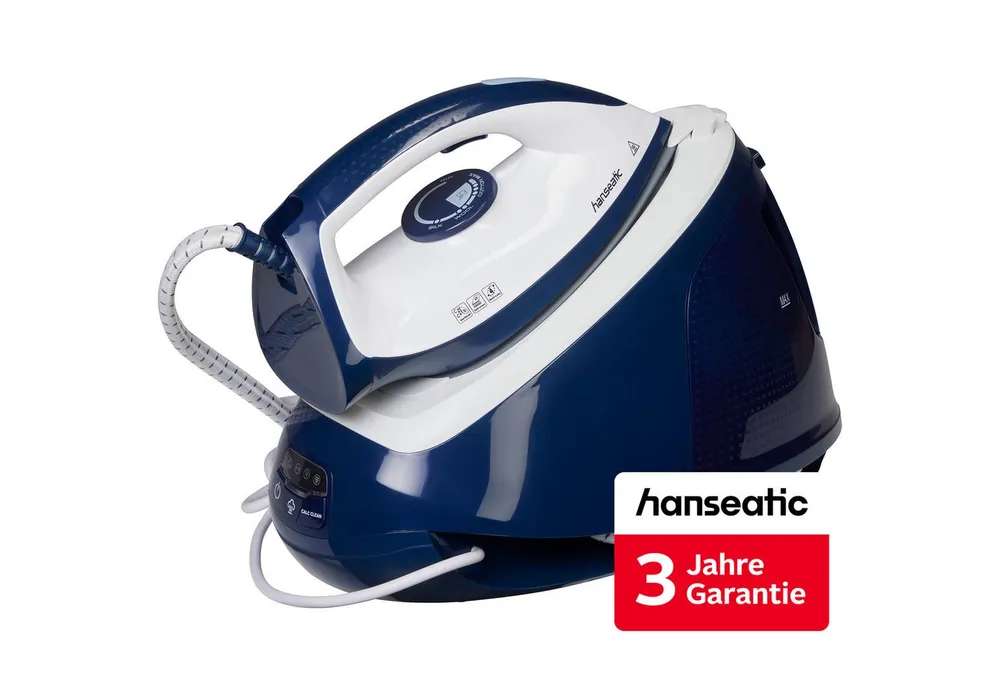 Hanseatic Dampfbügelstation HIS1565BLD, 6,5 bar Dampfdruck, max. 300g/min Dampfmenge, 1500 ml Wassertank, inkl. 3 Jahre Herstellergarantie