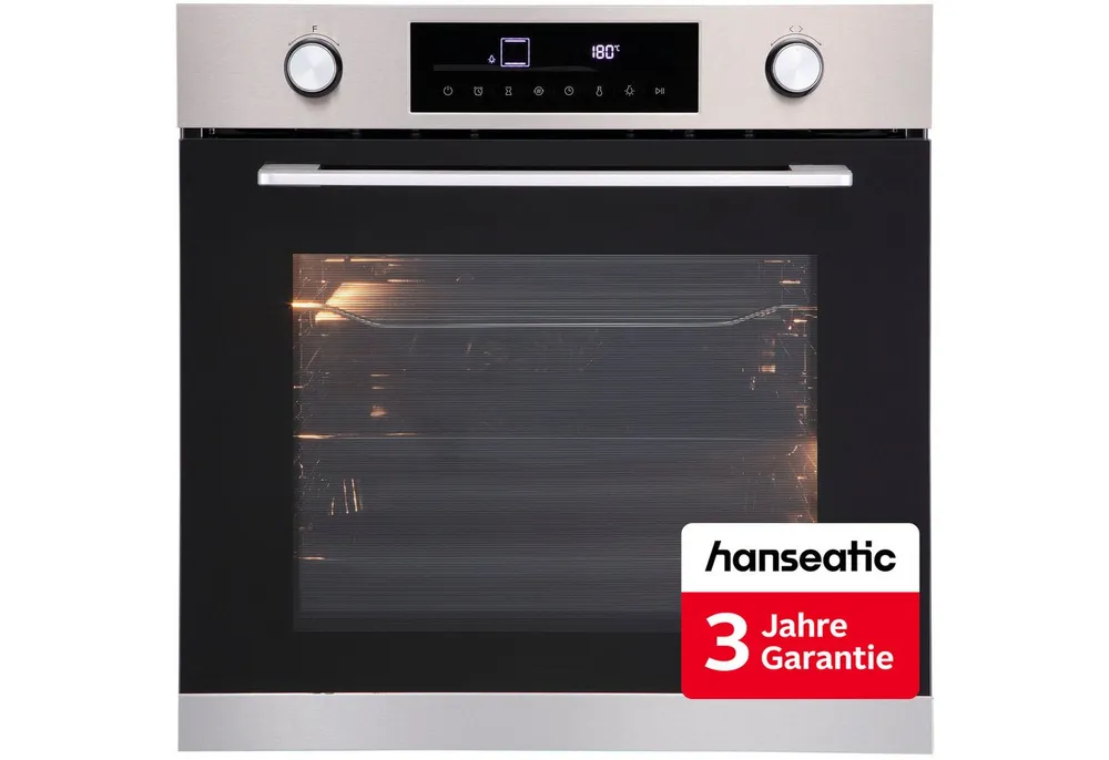 Hanseatic Einbaubackofen HBO7212A1, Aqua-Reinigungsfunktion, inkl. 3 Jahre Herstellergarantie