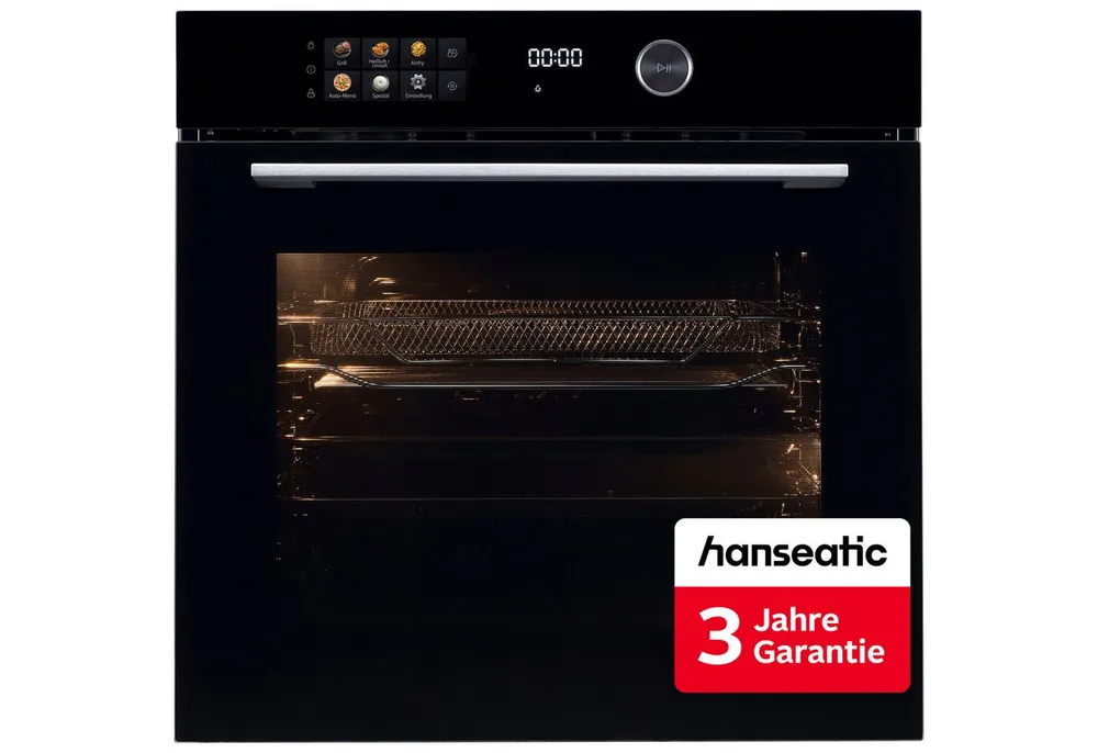Hanseatic Einbaubackofen HBO7214FA2, mit 1-fach-Teleskopauszug, Aqua-Reinigungsfunktion, inkl. 3 Jahre Herstellergarantie