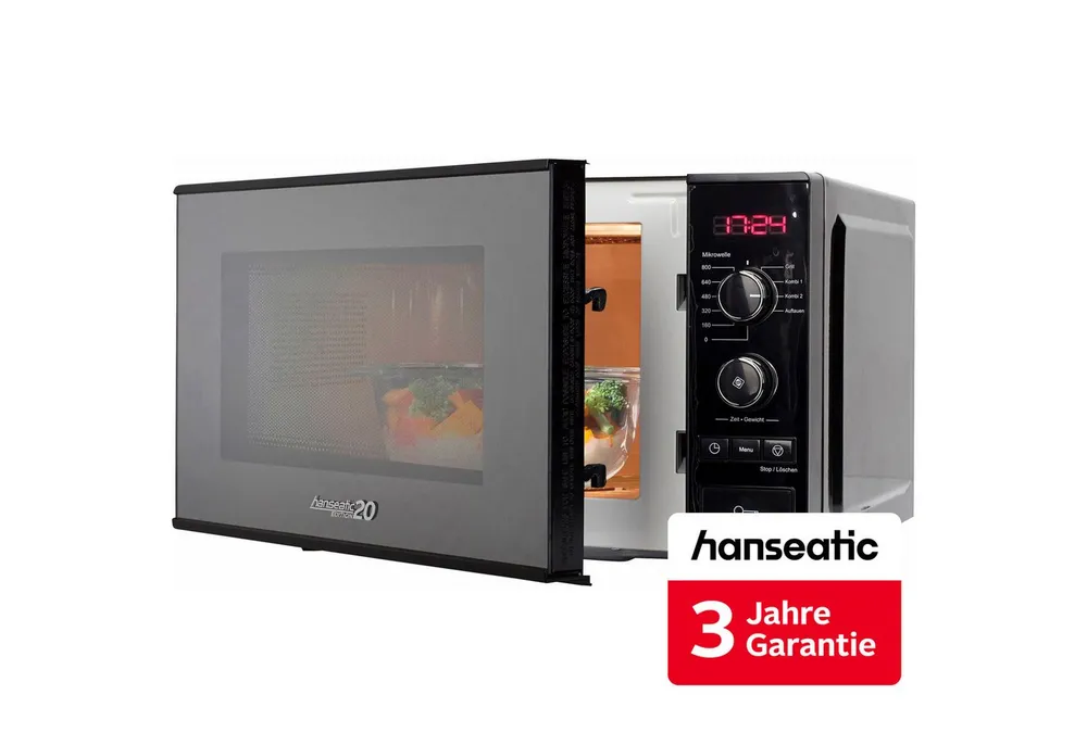 Hanseatic Mikrowelle 63147329, 2 in 1, Grill, Mikrowelle, 20 l, inkl. 3 Jahre Herstellergarantie