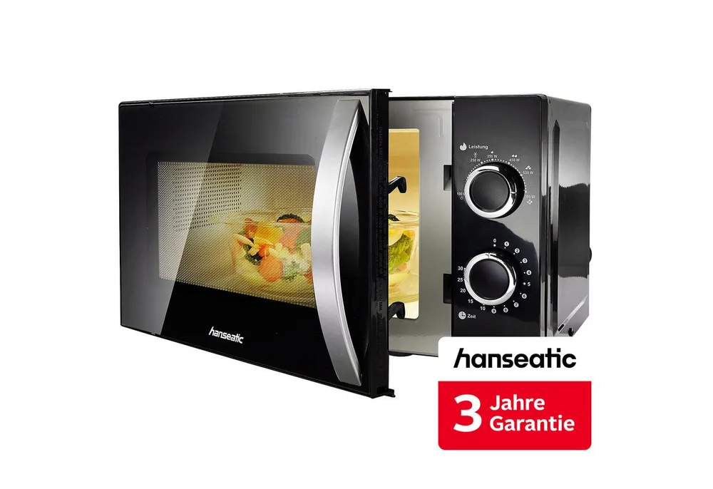 Hanseatic Mikrowelle SMH207P3H-P, schwarz, Mikrowelle, 20 l, inkl. 3 Jahre Herstellergarantie
