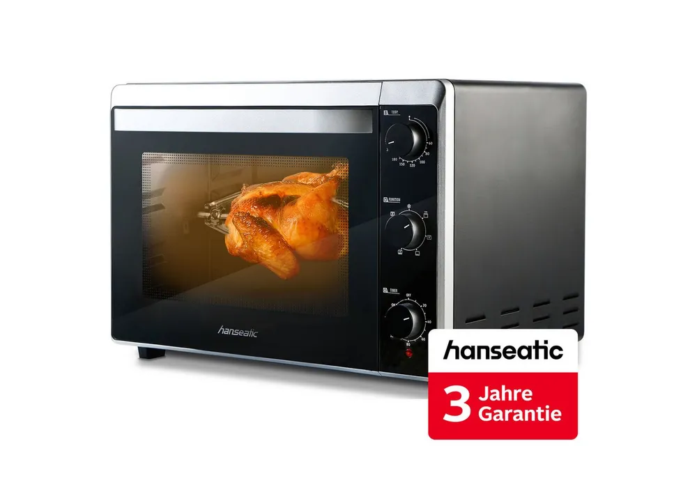 Hanseatic Minibackofen XXL Volumen 42 L, Zeitschaltuhr, inkl. 3 Jahre Herstellergarantie
