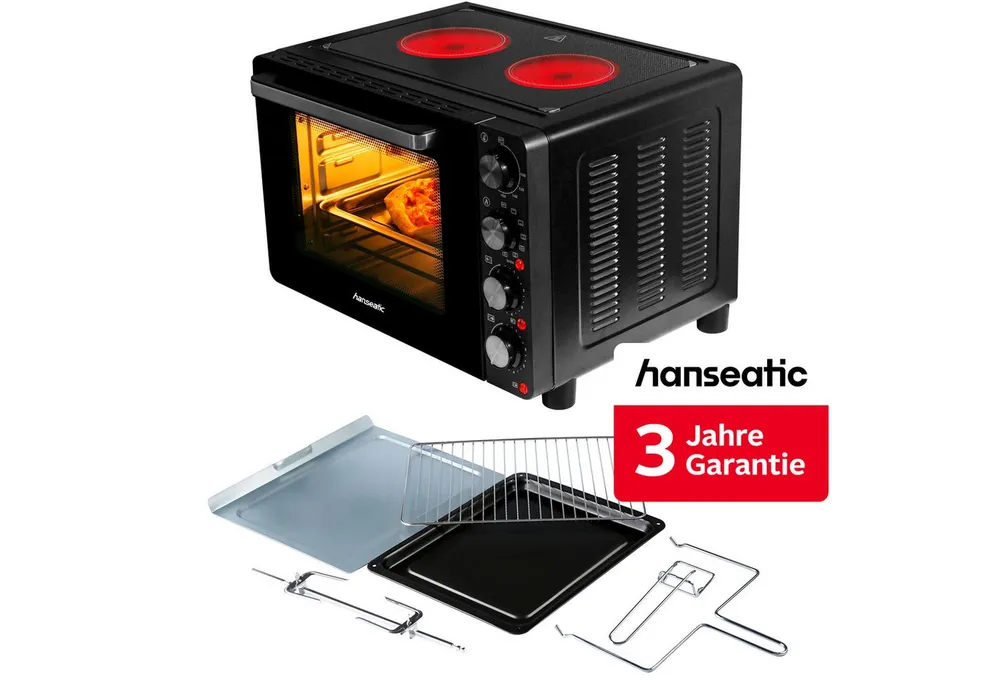 Hanseatic Multiofen HMO287BKB mit 2 Glaskeramik-Kochfeldern, inkl. 3 Jahre Herstellergarantie