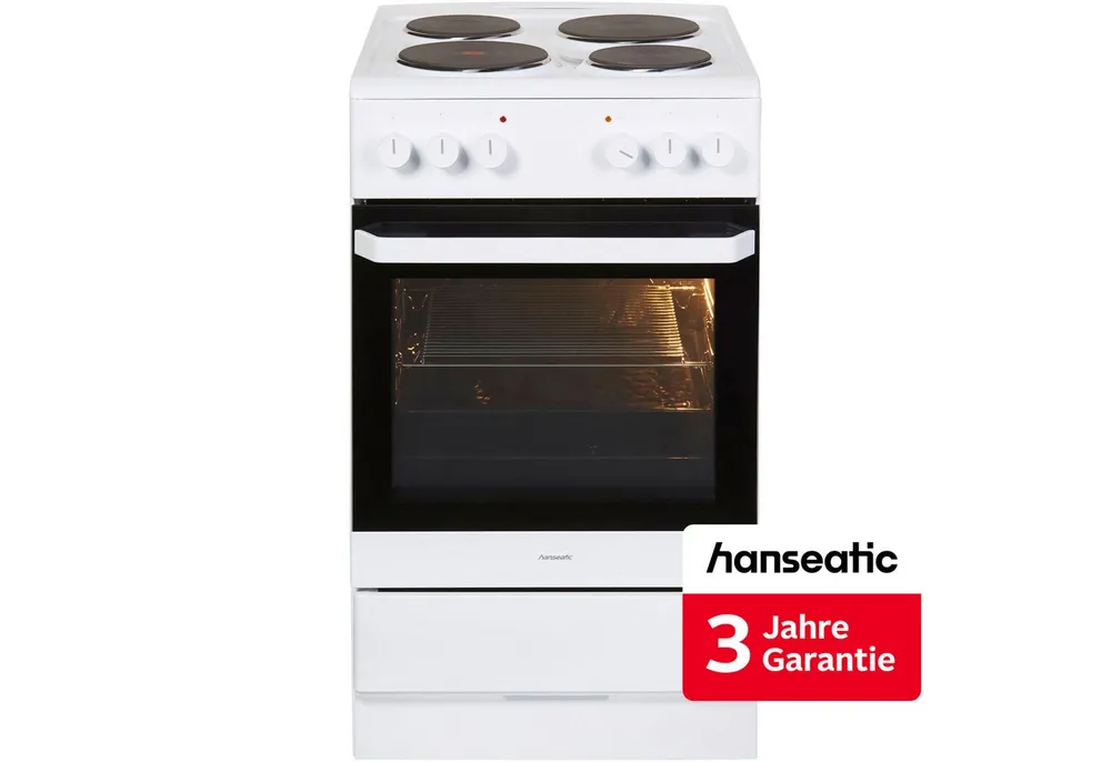 Hanseatic Platten-Standherd 89317732, Simple Steam Reinigungsfunktion, inkl. 3 Jahre Herstellergarantie
