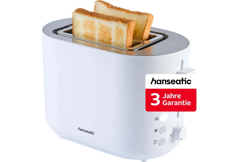 Hanseatic Toaster HT2850WD, 2 kurze Schlitze, für 2 Scheiben, 850 W, inkl. 3 Jahre Herstellergarantie