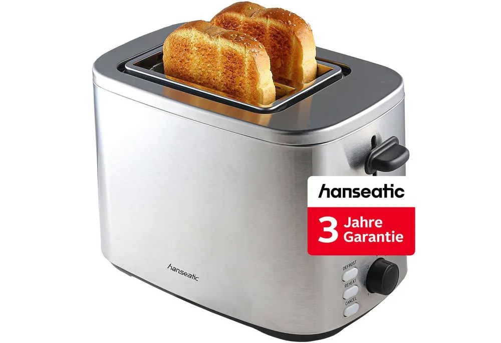 Hanseatic Toaster HT8007SD, 2 kurze Schlitze, 800 W, inkl. 3 Jahre Herstellergarantie