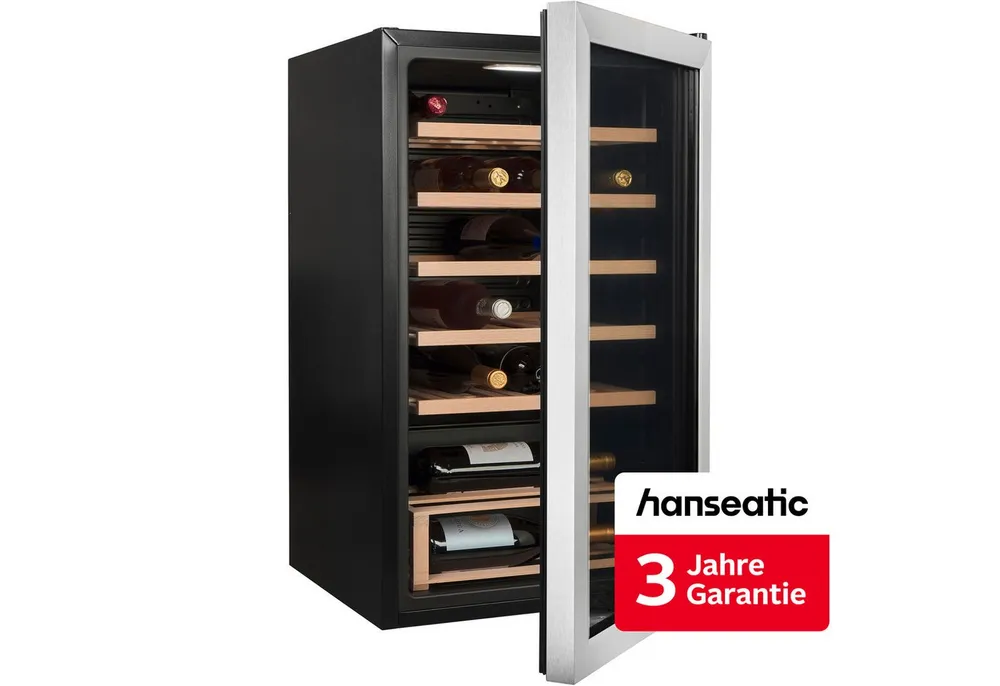 Hanseatic Weinkühlschrank HWC24FCBH-2, für 24 Standardflaschen á 0,75l,inkl. 3 Jahre Herstellergarantie