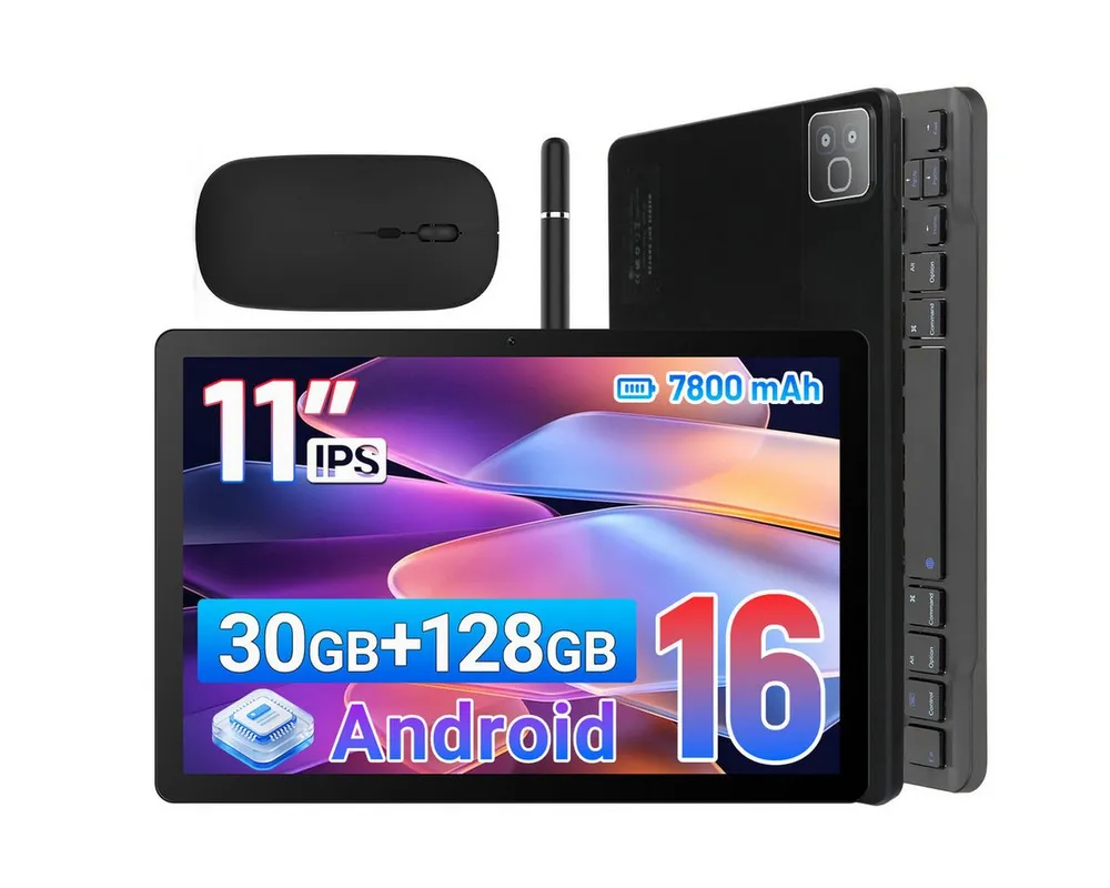 Happybe 11 Zoll Android 16, HD 1280x800, 7800mAh, Wifi 6, 128 GB/256GB Tablet (11", Android, 5 Kerne)