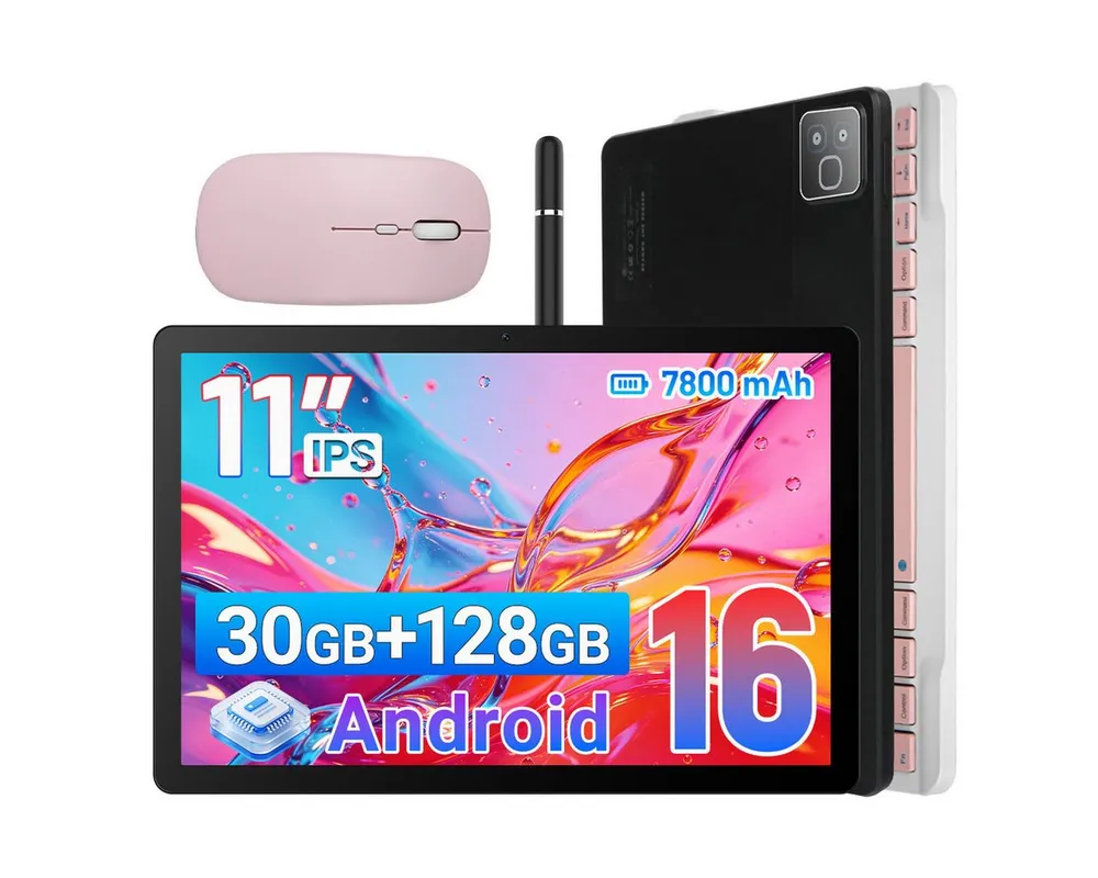 Happybe 11 Zoll Android 16, HD 1280x800, 7800mAh, Wifi 6, 128 GB/256GB Tablet (11", Android, 5 Kerne)