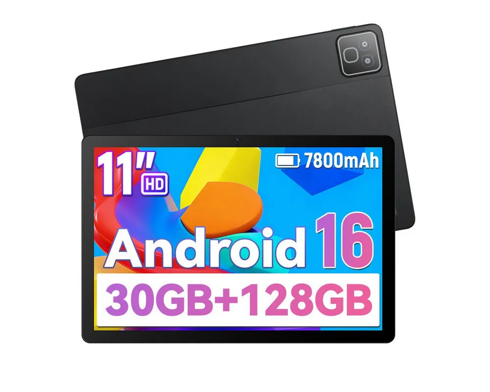 Happybe 11 Zoll Android 16, HD 1280x800, 7800mAh, Wifi 6, 128 GB/256GB Tablet (11", 128 GB, Android, 5 Kerne)
