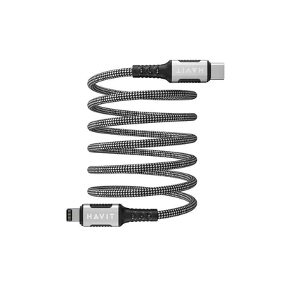 Datenkabel Havit 6939119077563 1 m Lightning USB C Schwarz Silber 4 mm