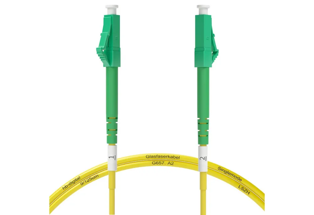 HB-DIGITAL Glasfaserkabel Netzwerkkabel 15m Simplex LC/APC-LC/APC, G.657.A2 Glasfaserkabel, (1500 cm), LSZH-Mantel - halogenfrei & flammwidrig