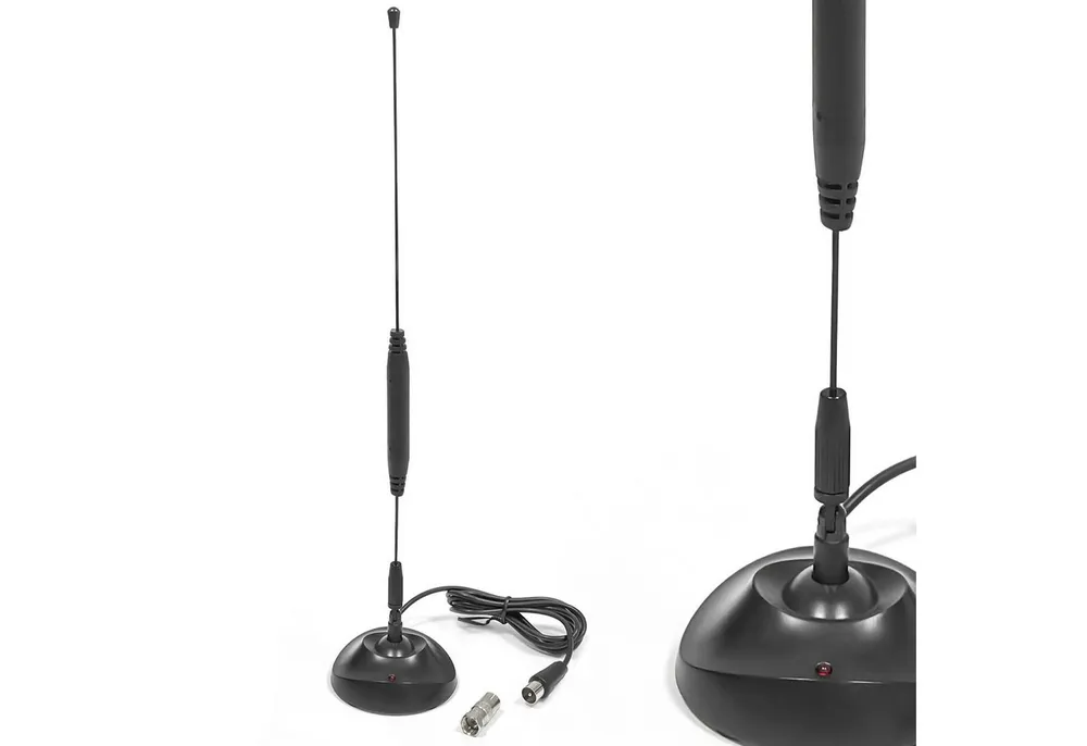 HB-DIGITAL hb-digital DVB-T2 Zimmerantenne aktiv mit Sockel & Verstärker 22dB Stabantenne (VHF: 87,5 - 230 MHz / UHF: 470 - 862 MHz (UHF), Verstärkung: 22 dB), Zimmerantenne DVB-T2 Antenne mit Sockel und Verstärker