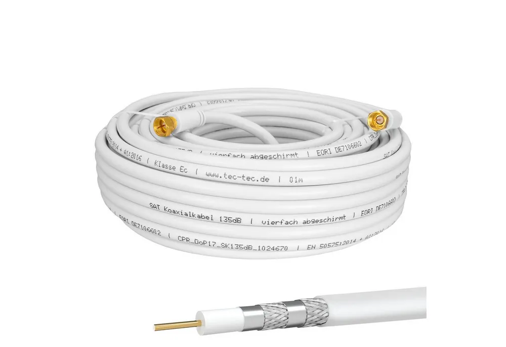 HB-DIGITAL Koaxialkabel Galaxy 135dB 4-Fach geschirmt Stahl Kupfer SAT-Kabel, (2500 cm), Besten Schutz gegen unerwünschte Funk-Störungen
