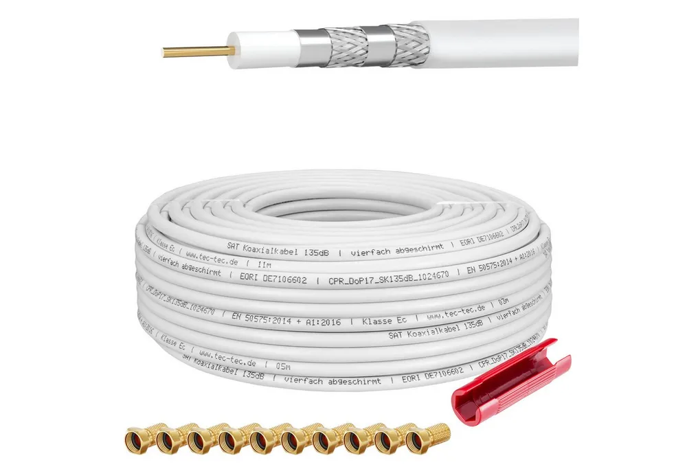 HB-DIGITAL Koaxialkabel Galaxy 135dB 4-Fach geschirmt Stahl Kupfer SAT-Kabel, (5000 cm), Besten Schutz gegen unerwünschte Funk-Störungen