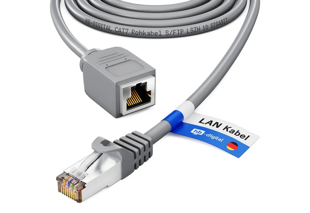 HB-DIGITAL LAN Kabel Verlängerung Patchkabel RJ45 CAT 7 S/FTP PiMF LSZH Netzwerkkabel, RJ45 (8P8C), RJ45 (300 cm), Pins Vergoldet 3µ