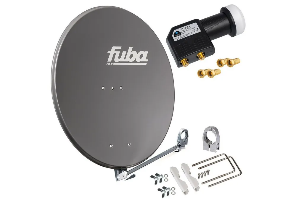 HB-DIGITAL Sat Anlage 80cm Fuba DAL 800 Twin LNB anthrazit Sat-Spiegel