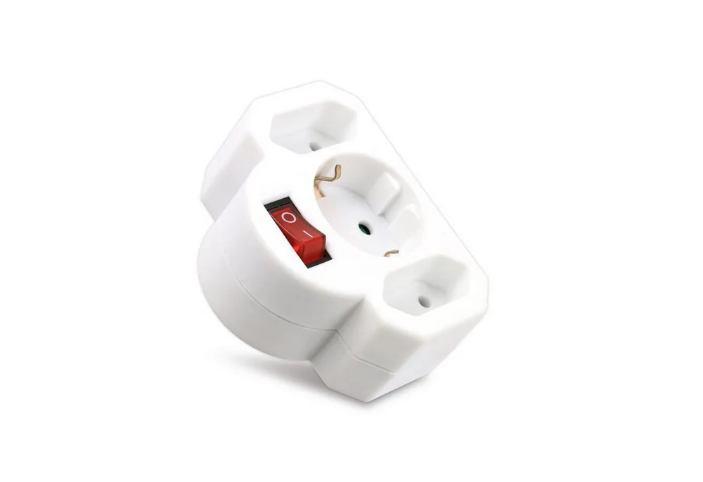 HEITECH HEITECH Multisteckdose mit Schalter, horizontal, 16 A, weiß Mehrfachsteckdose