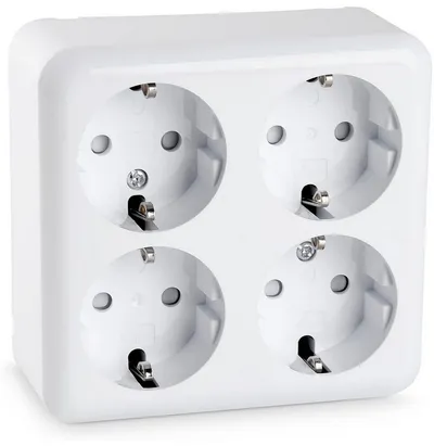 HEITECH Steckdose Steckdose Mehrfachsteckdose 4fach Innenbereich Schuko, 250V - AC - 16A, kostenloser Versand